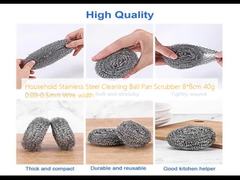 Scrubber per pentole a sfera per pulizia in acciaio inossidabile per uso domestico 8*8 cm 40 g 0,08-0,5 mm Larghezza del filo